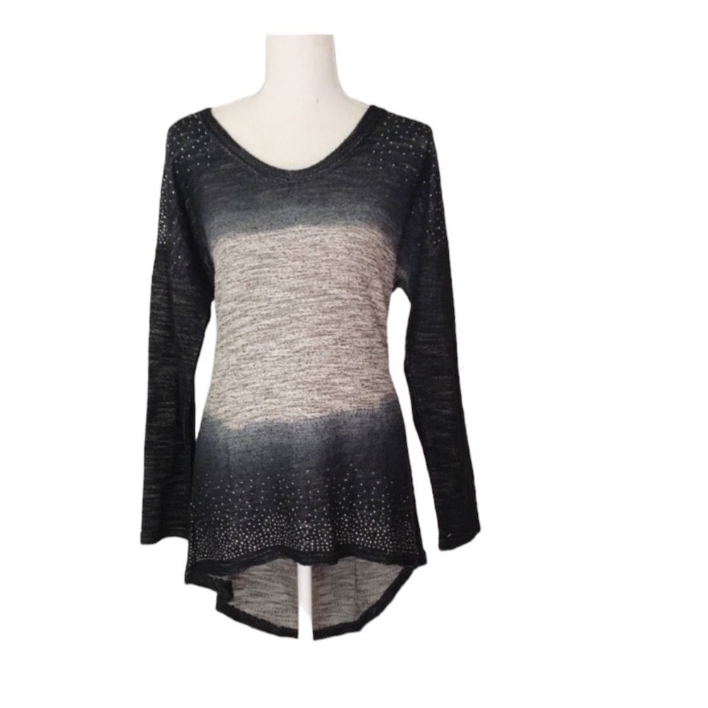 Venus Blue Gray long Sleeve Hi Low Tunic Top Size Large